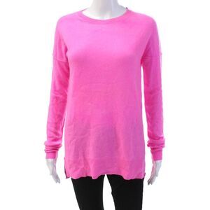 Aqua Cashmere Womens Cashmere Crew Neck Long Sleeve Sweater Hot Pink Size S